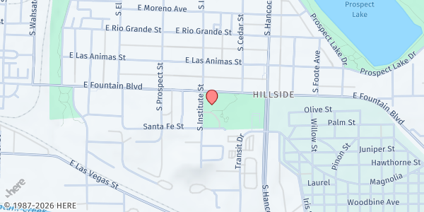 Map showing Open Heart Ministries at 925 S. Institute St., Colorado Springs, CO