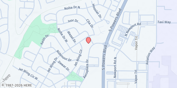 Map showing Palace of Peace SDA Church at 1150 Aeroplaza Dr, Colorado Springs, CO