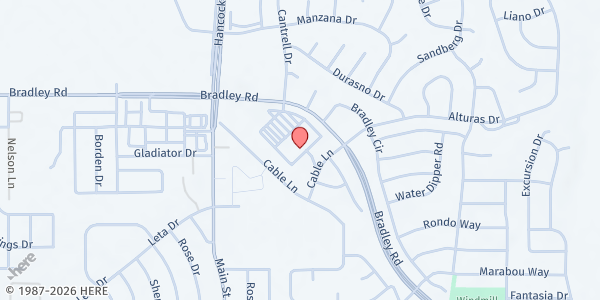 Map showing Pikes Peak Christian Church at 4955 Bradley Rd, Colorado Springs, CO