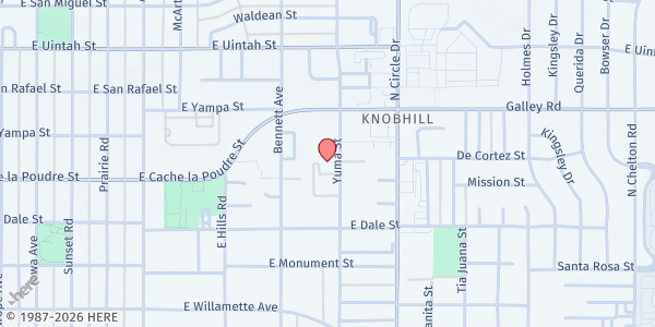 Map showing Salvation Army - Colorado Springs at 908 Yuma St., Colorado Springs, CO