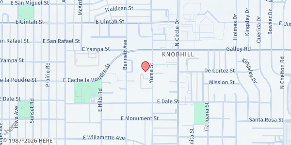 Map showing Salvation Army - Hope Market at 908 Yuma Street, Colorado Springs, CO