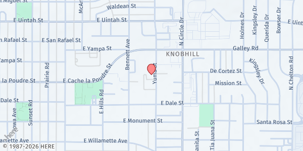 Map showing Salvation Army of Colorado Springs – Soup Kitchen at 908 Yuma St, Colorado Springs, CO