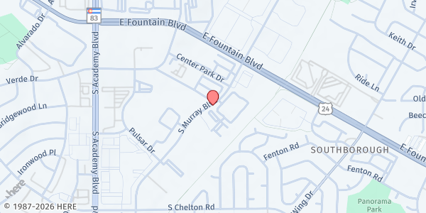 Map showing Silver Key Senior Services - Connections Cafe at 1625 S. Murray Blvd., Colorado Springs, CO