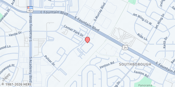 Map showing Silver Key Senior Services at 1605 S Murray Blvd, Colorado Springs, CO