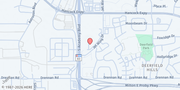 Map showing Solid Rock Community Dev Corp at 3219 South Academy Blvd, Colorado Springs, CO