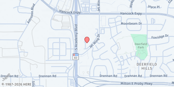 Map showing Solid Rock Food Pantry at 3219 S Academy Blvd, Colorado Springs, CO