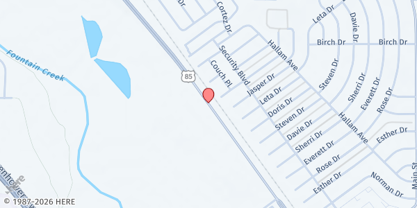 Map showing St. Dominic Catholic Church at 5354 US-85, Colorado Springs, CO