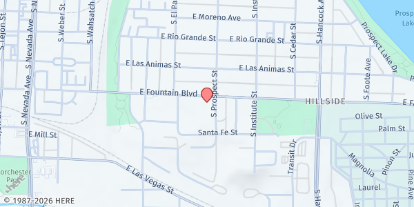 Map showing St. John's Baptist Church at 902 S Prospect St, Colorado Springs, CO
