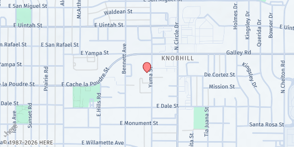 Map showing The Salvation Army - Colorado Springs at 908 Yuma St, Colorado Springs, CO