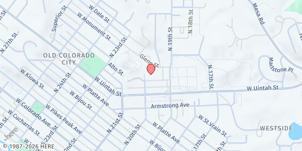 Map showing Westside Global Methodist at 701 N 20th St, Colorado Springs, CO