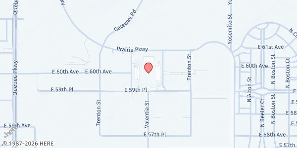 Map showing Dick's Sporting Goods Park at 6000 Victory Way, Commerce City, CO