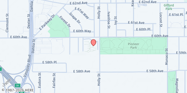 Map showing Jewish Family Services- Holly Park Apartments at 5224 E 6oth St, Commerce City, CO