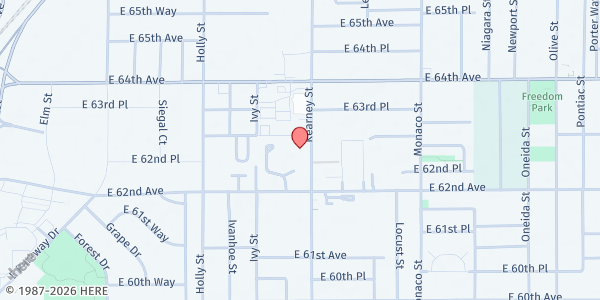 Map showing Madonna Plaza - Volunteers of America at 6275 Kearney St., Commerce City, CO