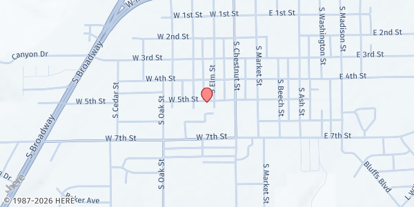 Map showing Evangel Assembly of God at 209 West 5th Street, Cortez, CO