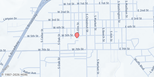 Map showing Evangel Assembly of God at 209 W. 5th St., Cortez, CO