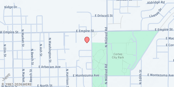 Map showing First United Methodist Church at 515 N Park Street, Cortez, CO