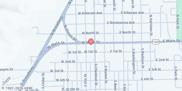 Map showing Montezuma County Social Services - Cortez at 109 W Main St #170, Cortez, CO