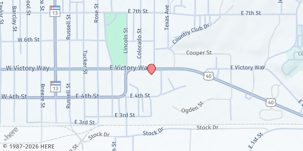 Map showing FBR Mobile Pantry Moffat County Fairgrounds at 640 E. Victory Way, Craig, CO