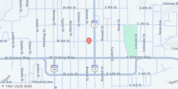 Map showing Love INC of Yampa Valley at 106 W. Victory Way, Craig, CO