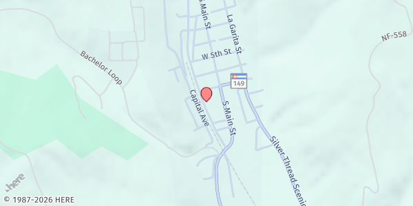 Map showing Silver Thread Public Health District at 802 Rio Grande Ave., Creede, CO