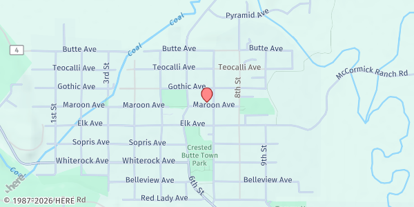 Map showing Crested Butte Community Food Pantry - Food Distribution Center at 625 Maroon Ave, Crested Butte, CO
