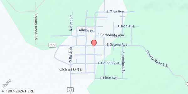 Map showing Crestone Town Hall at 108 W. Galena Ave., Crestone, CO