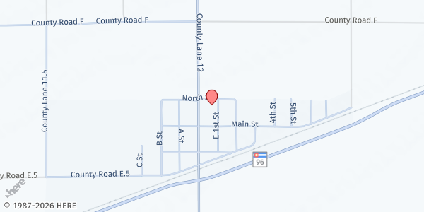 Map showing Community Baptist Church at 319 1st St, Crowley, CO