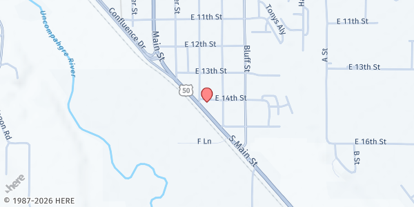 Map showing Chain of Love Corp at 1402 S Main St, Delta, CO