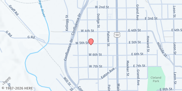 Map showing Delta County Human Services - Main Office at 320 W 5th St, Delta, CO
