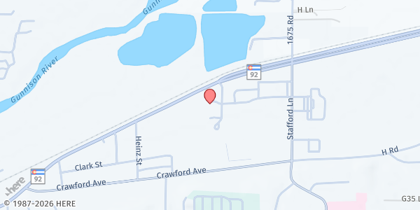 Map showing Delta County MP at Gunnison River Dr., Delta, CO