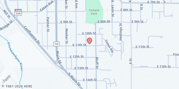 Map showing First Church of God at 1102 Howard St, Delta, CO
