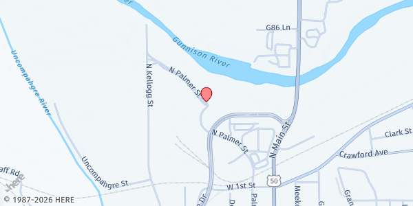 Map showing Food Bank of the Rockies Mobile Pantry - Delta County at Gunnison River Dr., Delta, CO