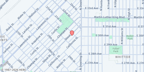 Map showing Ambassadors for Christ at 3052 Stout St., Denver, CO