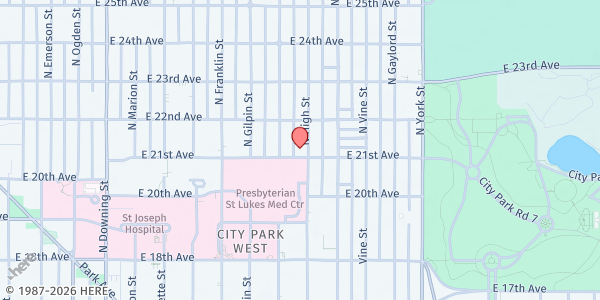 Map showing Anchor of Hope Church at 2101 High St., Denver, CO