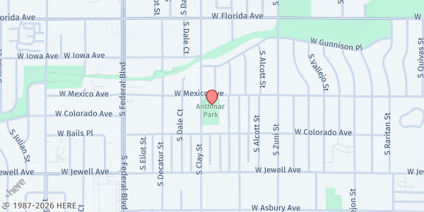 Map showing Athmar Recreation Center at 2680 W Mexico Ave, Denver, CO