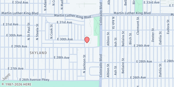 Map showing Barrett Elementary Community Garden at 2900 Richard Allen Court, Denver, CO
