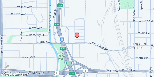 Map showing Benefits in Action at 2080 W. Barberry Pl., Denver, CO