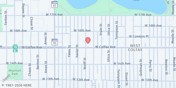 Map showing Bienvenidos Mobile Market at 4747 W. Colfax Ave., Denver, CO