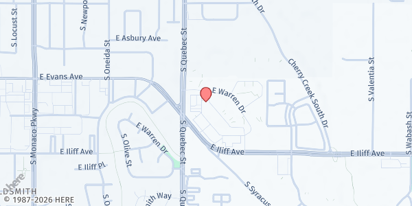 Map showing Breakfree Inc. - Denver at 7421 E. Iliff Ave., Denver, CO