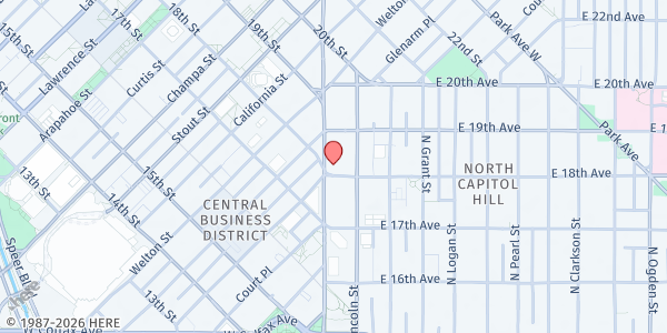 Map showing Capitol Hill Comm Serv at 1820 Broadway, Denver, CO