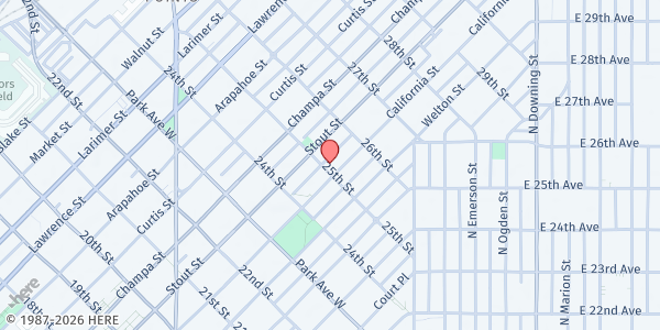 Map showing Cherry Creek Presbyterian-Agape at 2501 California St., Denver, CO