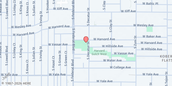 Map showing College View Center at 2525 S. Decatur St., Denver, CO