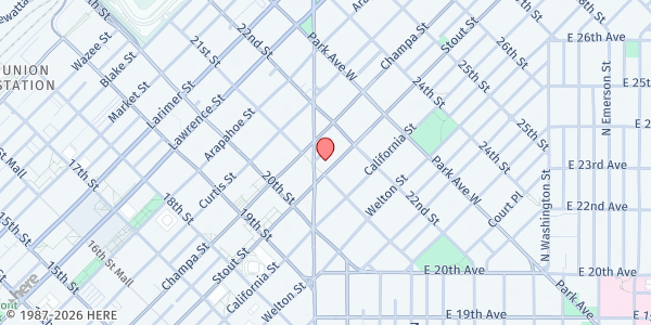 Map showing Colorado Coalition for the Homeless - Denver at 2100 Broadway, Denver, CO