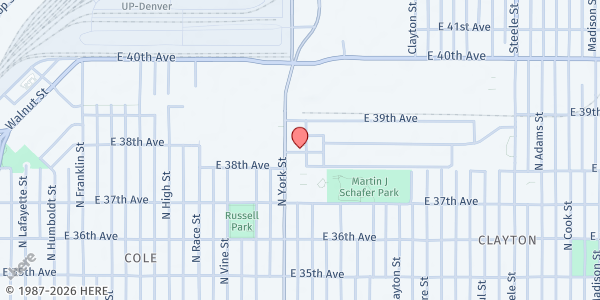Map showing Denver Food Rescue at 3840 York St #245, Denver, CO