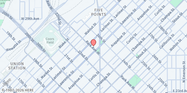 Map showing Denver Samaritan House at 2301 Lawrence St., Denver, CO
