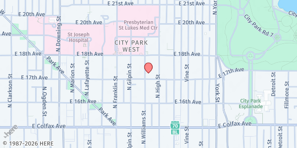 Map showing DICP- Thomas Connole Apartments at 1710 N Williams St, Denver, CO