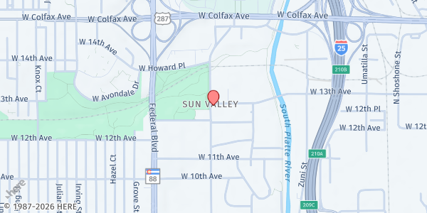 Map showing Earth Links Farm Stand at 2746 W 13th Ave., Denver, CO