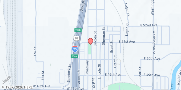 Map showing FBR- 5090 Broadway Recreation Center at 5090 Broadway, Denver, CO