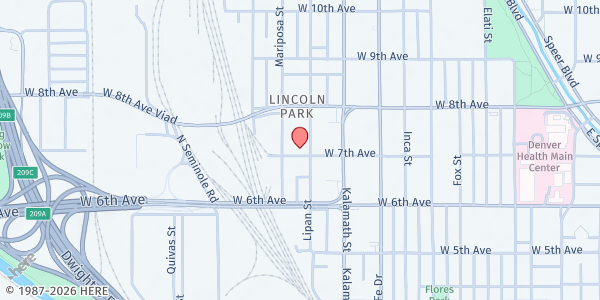 Map showing Haven of Hope: Jay Gould Center at 1101 W. 7th Ave., Denver, CO