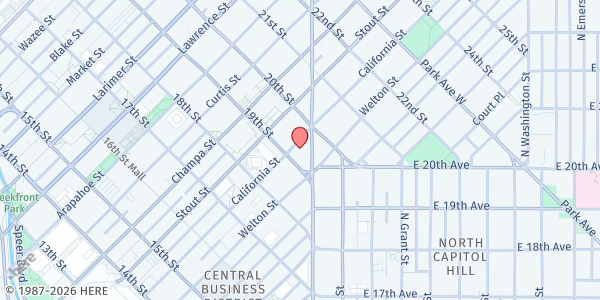 Map showing Holy Ghost Church at 1900 California St., Denver, CO